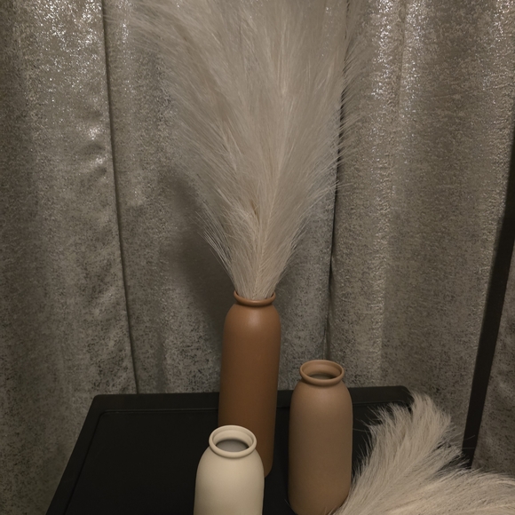 Stylish Neutral Vase Trio Pampas - Picture 2 of 5